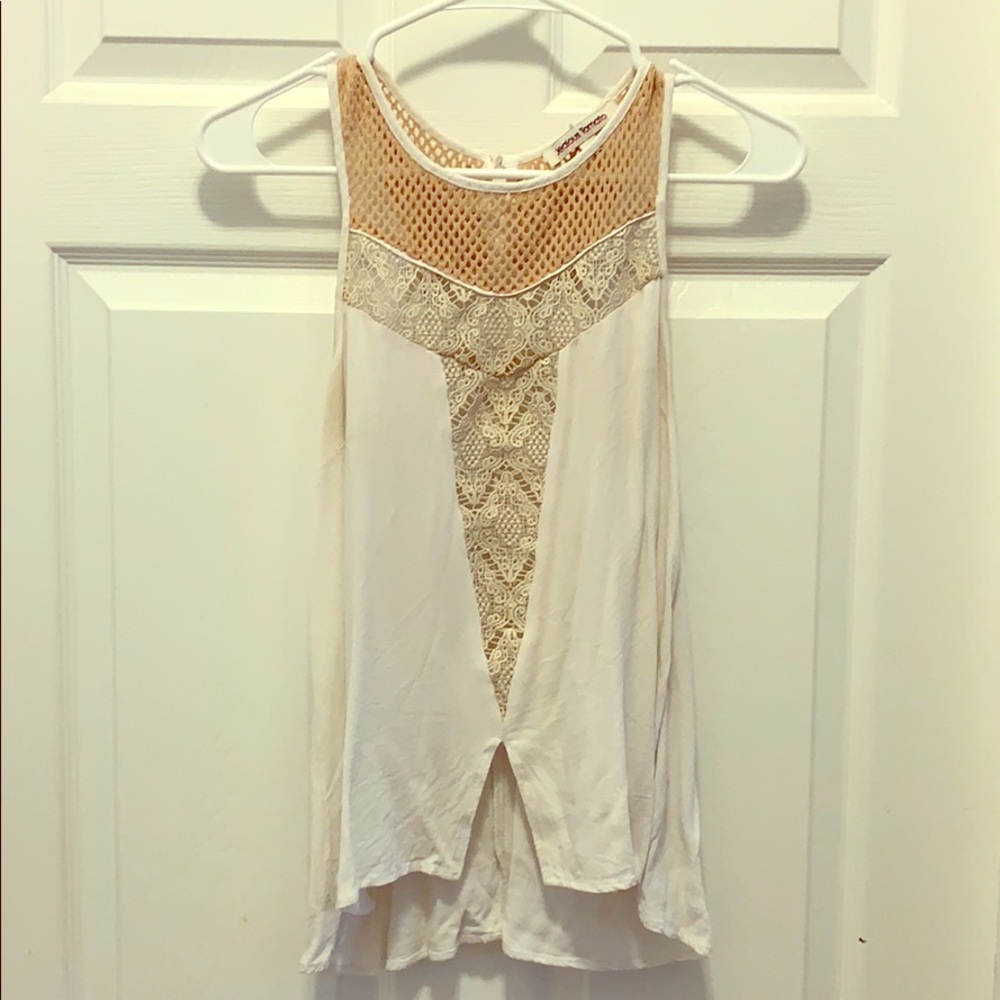 Off white tank top with embroidery